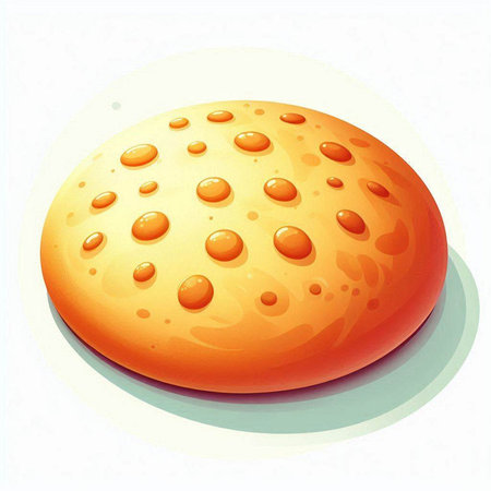 Illustration of a hamburger bun on a white background with shadowのイラスト素材