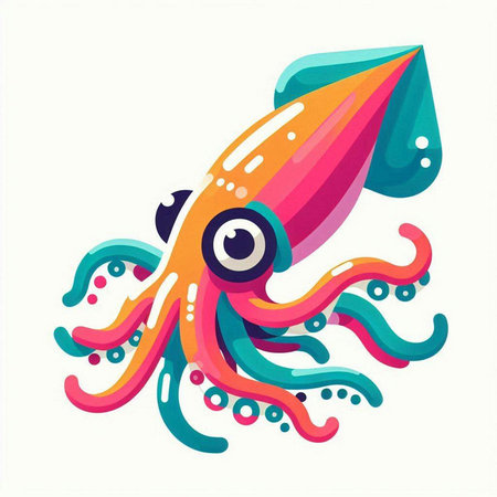 Colorful octopus vector illustration. Isolated on white background.のイラスト素材