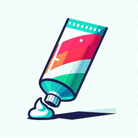 Illustration of a tube of toothpaste with a drop of toothpasteのイラスト素材