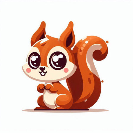 Cute cartoon squirrel. Vector illustration isolated on a white background.のイラスト素材