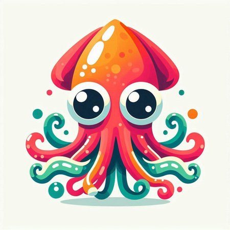 Cute cartoon octopus. Vector illustration of funny octopus.のイラスト素材