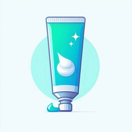 Vector illustration of a toothpaste tube with a drop of cream.のイラスト素材