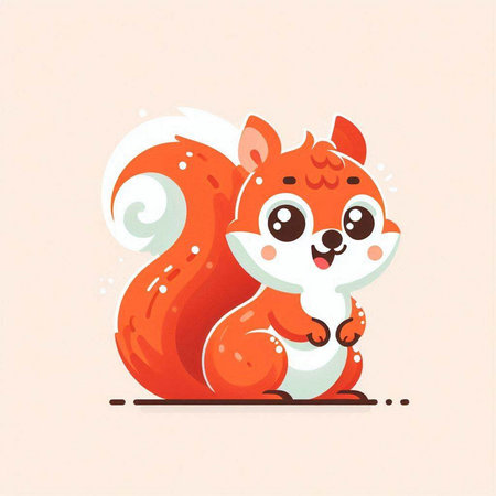 Cute cartoon squirrel. Vector illustration of a cute little squirrel.のイラスト素材