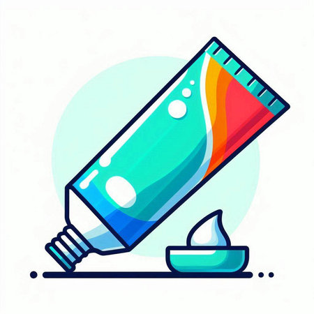 Vector illustration of toothpaste tube and toothbrush in flat style.のイラスト素材