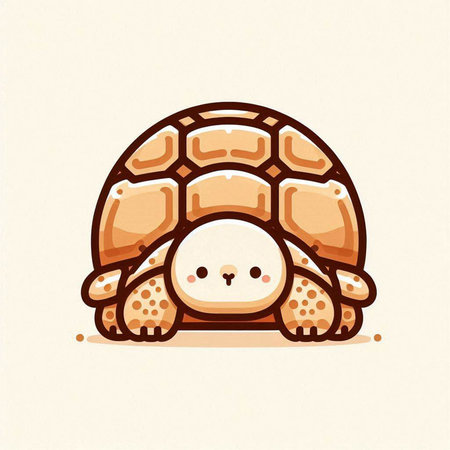 Cute cartoon turtle. Vector illustration isolated on a white background.のイラスト素材