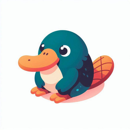 Cute cartoon penguin sitting on the ground. Vector illustration.のイラスト素材