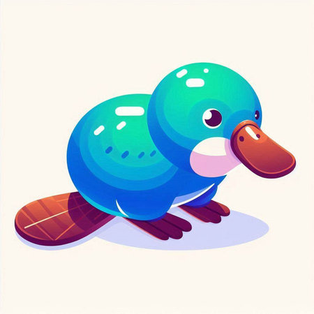 Cute blue rubber duck on a white background. Vector illustration.のイラスト素材