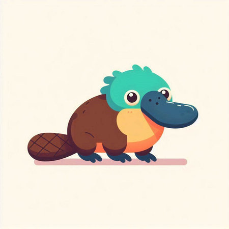 Cute cartoon platypus on white background. Vector illustration.のイラスト素材