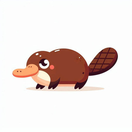 Cute cartoon beaver. Vector illustration isolated on white background.のイラスト素材