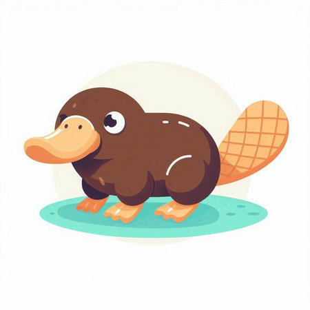 Cute cartoon beaver. Vector illustration isolated on white background.のイラスト素材