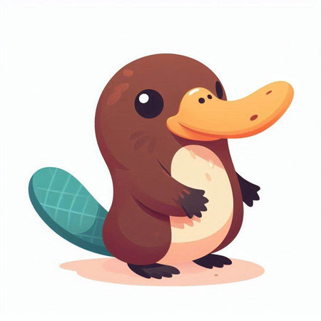 Cute cartoon platypus on white background. Vector illustration.のイラスト素材