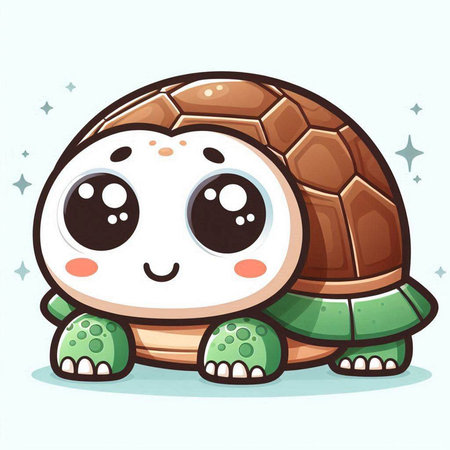 Cute cartoon turtle. Vector illustration of a cute little turtle.のイラスト素材