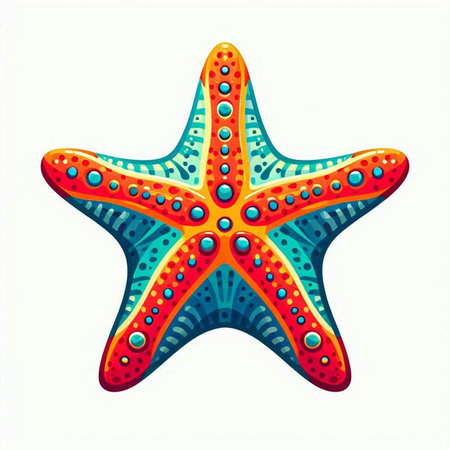 Colorful starfish isolated on a white background. Vector illustration.のイラスト素材