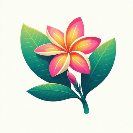 Frangipani flowers on a white background. Vector illustration.のイラスト素材