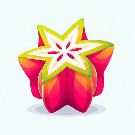 Illustration of star fruit on a white background. Vector illustration.のイラスト素材
