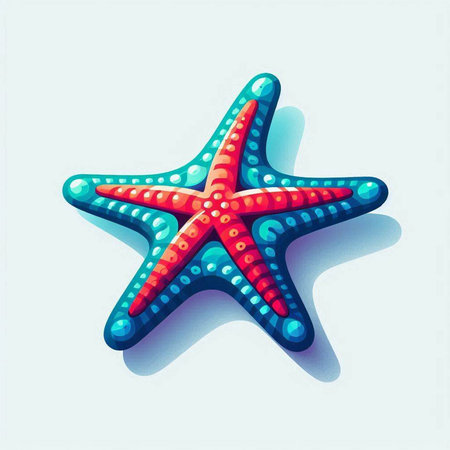 Starfish on blue background. Vector illustration for your graphic design.のイラスト素材
