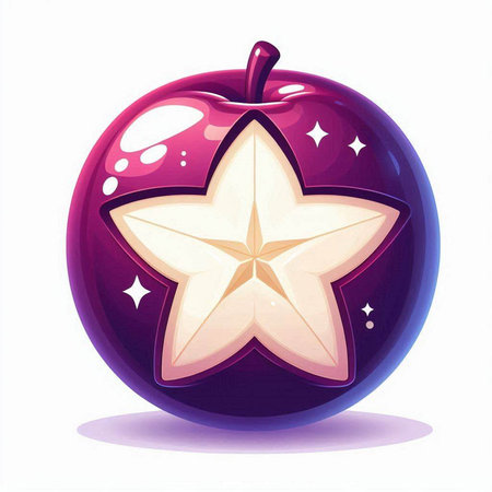 Illustration of an apple with a star on a white background.のイラスト素材