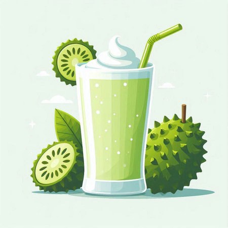 Smoothie with kiwi and mint. Vector illustration.のイラスト素材