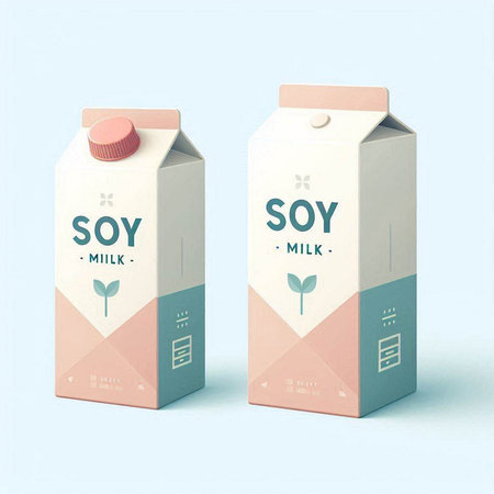 Milk carton box with sample text isolated on blue background.のイラスト素材
