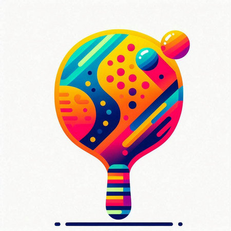 Colorful illustration of a racket for playing table tennis on a white backgroundのイラスト素材