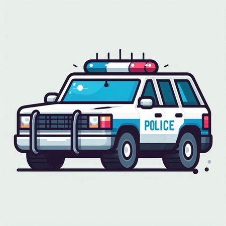 Police car. Vector illustration. Isolated on a white background.のイラスト素材