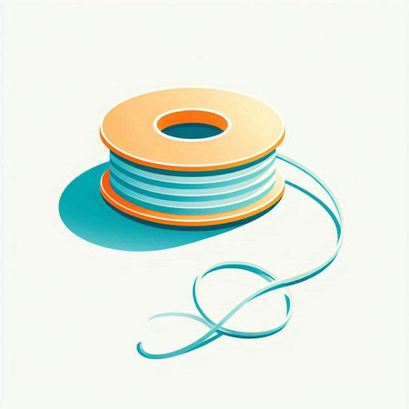 Illustration of a coil of thread on a white background, vector illustrationのイラスト素材