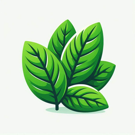 Green leaves on a white background. Vector illustration. Design element.のイラスト素材
