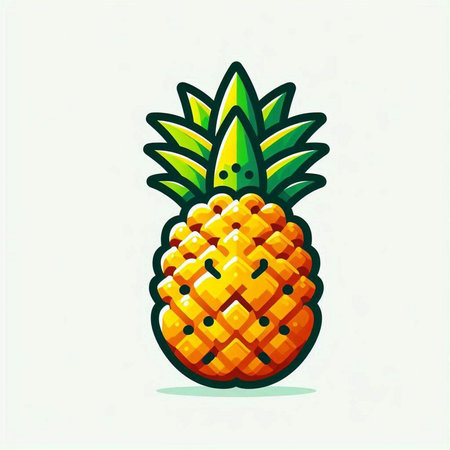 Pineapple fruit icon. Isolated vector illustration. Cartoon style.のイラスト素材