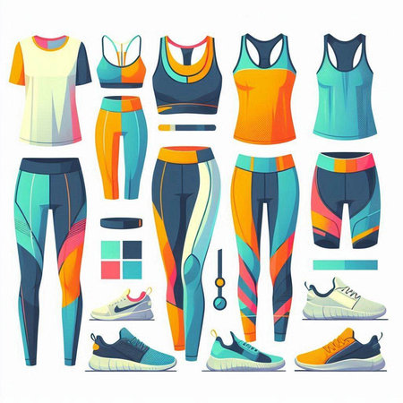 Sportswear set. Collection of sportswear. Vector illustrationのイラスト素材