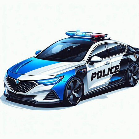 police car on the white background, vector illustration, eps 10のイラスト素材