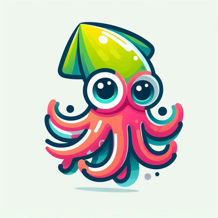 Cute cartoon octopus character. Vector illustration in flat style.のイラスト素材
