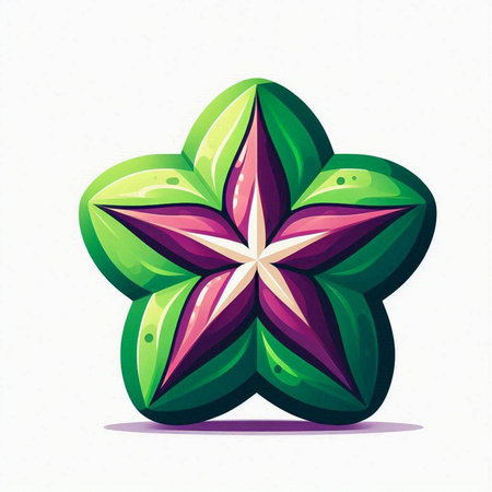 Illustration of a starfruit on a white background. Vector illustrationのイラスト素材