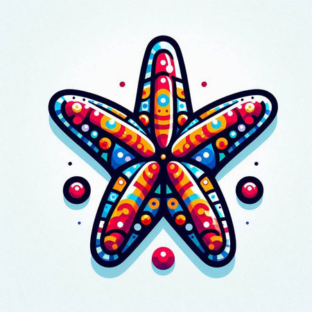 Abstract starfish on white background. Hand drawn doodle illustration.のイラスト素材