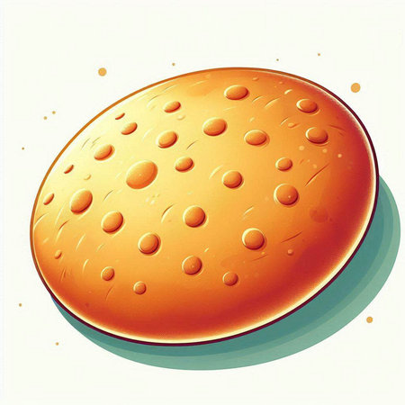 Illustration of a hamburger with holes on a white background.のイラスト素材