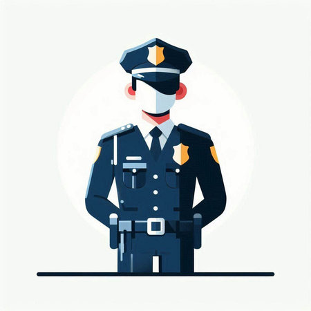 Policeman in police uniform. Vector illustration in flat style.のイラスト素材