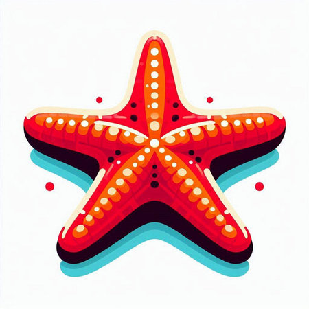 Red starfish on a white background. Vector illustration for your designのイラスト素材