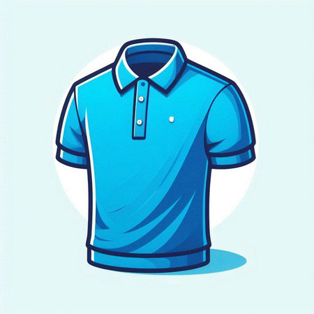 Blue polo shirt on a light blue background. Vector illustration.のイラスト素材