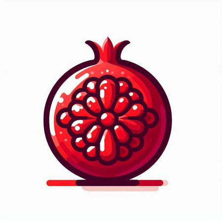 Pomegranate fruit icon isolated on white background. Vector illustration.のイラスト素材