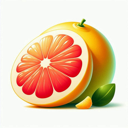 Ripe juicy grapefruit on a white background. Vector illustration.のイラスト素材