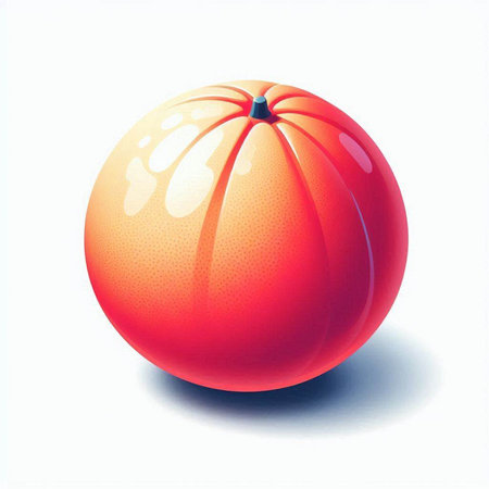 illustration of a red melon on a white background with shadowのイラスト素材