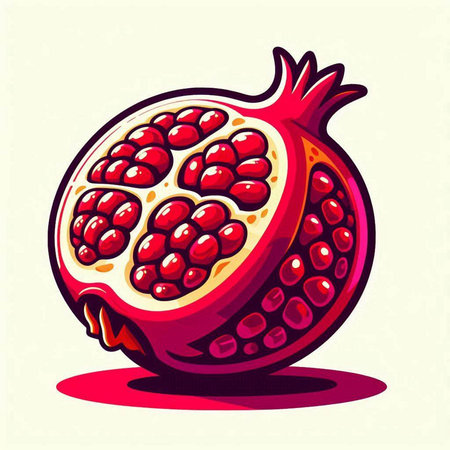 Pomegranate fruit. Vector illustration of a pomegranate.のイラスト素材