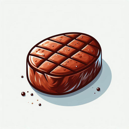 Illustration of a chocolate cake with chocolate glaze on a white backgroundのイラスト素材