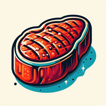 Steak. Vector illustration of a piece of meat on a white background.のイラスト素材