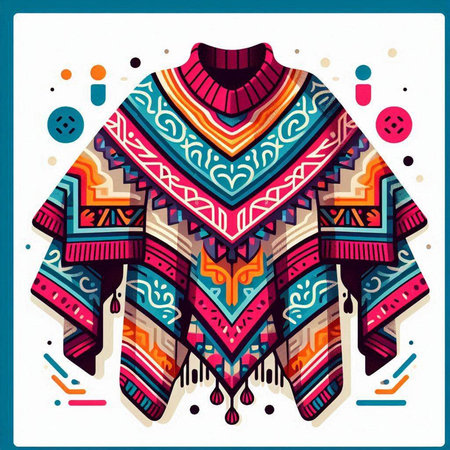 Colorful vector illustration of a sweater with tribal ornaments.のイラスト素材