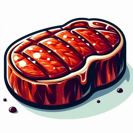 Illustration of a beef steak on a white background, vector illustrationのイラスト素材