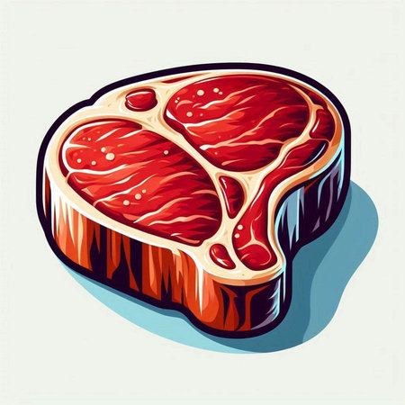 Illustration of a piece of beef on a white background. Vector illustrationのイラスト素材