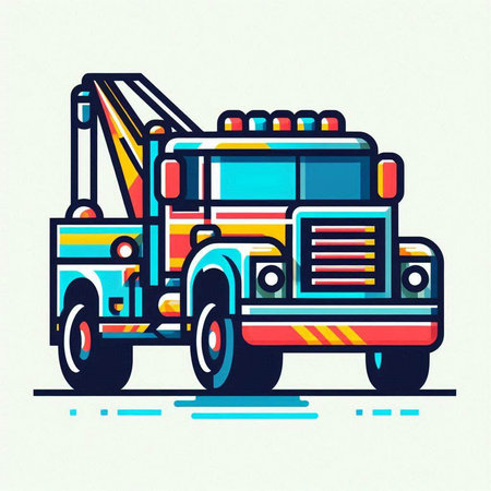Fire truck. Vector illustration of a firetruck in cartoon style.のイラスト素材