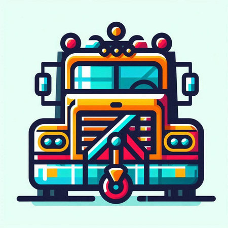 Colorful vector illustration of a school bus on a light background.のイラスト素材