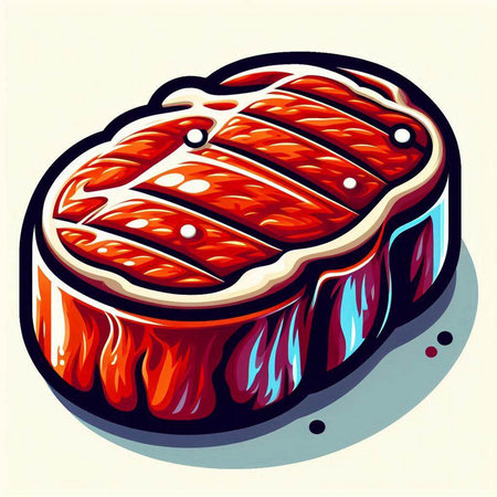 Illustration of beef steak on a white background. Vector illustration.のイラスト素材