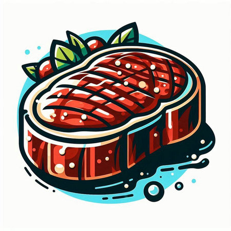 Illustration of grilled beef steak on white background. Vector illustration.のイラスト素材